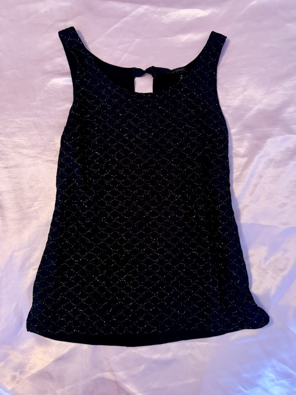 The Limited Navy Glitter Tank Top with Tie Back Detail